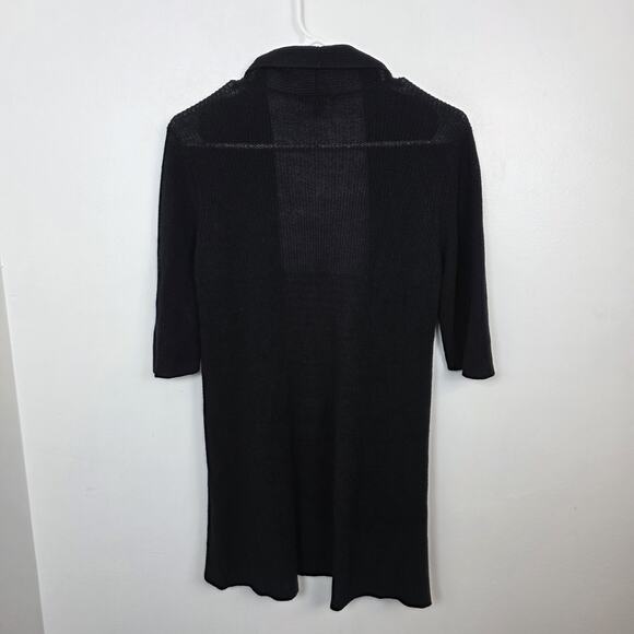 Eileen Fisher Black Silk Blend Half Sleeve Minimalist Quiet Luxury Cardigan Sz S - Picture 6 of 7